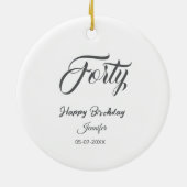 40th forty letterbirthday add name date year gray  keramik ornament (Hinten)