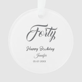 40th forty letterbirthday add name date year gray  ornament