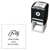 40th forty letterbirthday add name date year gray  permastempel (Beispiel)