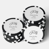 40th forty letterbirthday add name date year gray  pokerchips (Stapel)