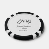40th forty letterbirthday add name date year gray  pokerchips (Einzeln)