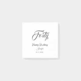 40th forty letterbirthday add name date year gray  post-it klebezettel