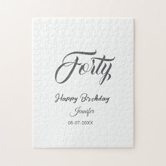 40th forty letterbirthday add name date year gray  puzzle (Vertikal)