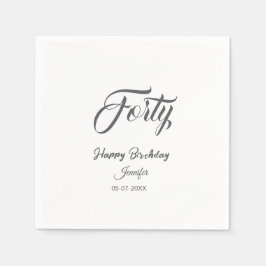 40th forty letterbirthday add name date year gray  serviette
