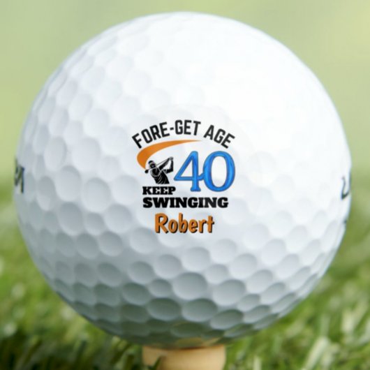 40th Golf Gift for Uncle Funny Blue Custom Golfball