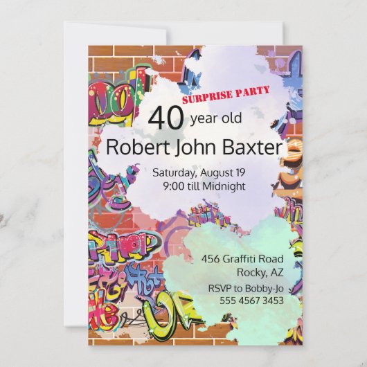 40th Men's Birthday Bad Boy Funny Face Cut-out Einladung (Rückseite)