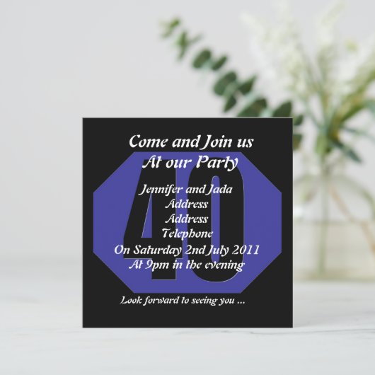 40th party invitation template einladung (Stehend Vorderseite)
