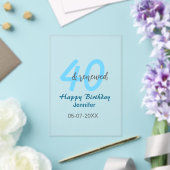 40th & renewed birthday name date blue bold number acryleinladungen (In Situ (Hochzeit))