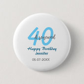 40th & renewed birthday name date blue bold number button (Vorderseite)