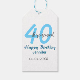 40th & renewed birthday name date blue bold number geschenkanhänger
