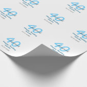 40th & renewed birthday name date blue bold number geschenkpapier (Ecke)