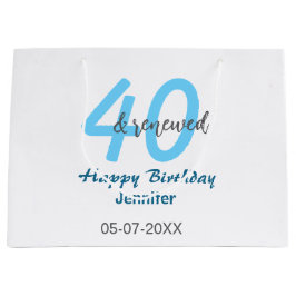 40th & renewed birthday name date blue bold number große geschenktüte