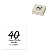 40th & renewed birthday name date blue bold number gummistempel (Stempel)