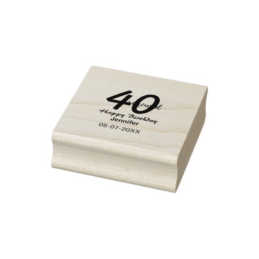 40th & renewed birthday name date blue bold number gummistempel (Stempel)