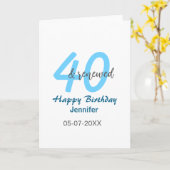 40th & renewed birthday name date blue bold number karte (Gelbe Blume)