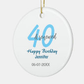 40th & renewed birthday name date blue bold number keramik ornament (Links)