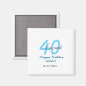 40th & renewed birthday name date blue bold number magnet (Vorderseite/Rückseite)