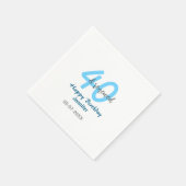 40th & renewed birthday name date blue bold number serviette (Ecke)