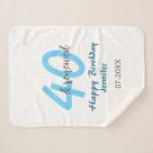 40th & renewed birthday name date blue bold number sherpadecke (Vorderseite (Horizontal))