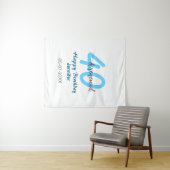 40th & renewed birthday name date blue bold number wandteppich (Beispiel (Horizontal))