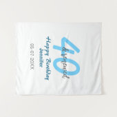 40th & renewed birthday name date blue bold number wandteppich (Vorderseite (Horizontal))