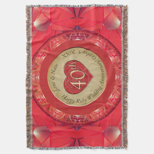 40th Ruby Anniversary Throw Blanket Decke (Vorderseite Vertikal)
