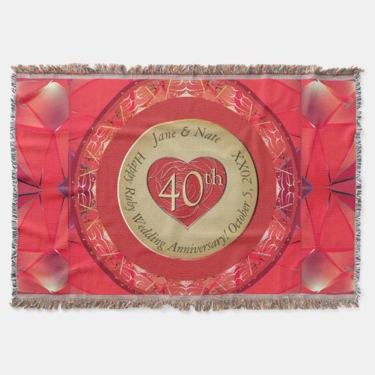 40th Ruby Anniversary Throw Blanket Decke (Vorderseite)
