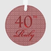 40th Ruby Red Anniversary with Damask and Foto Ornament (Rückseite)