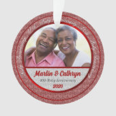 40th Ruby Red Anniversary with Damask and Foto Ornament (Vorderseite)