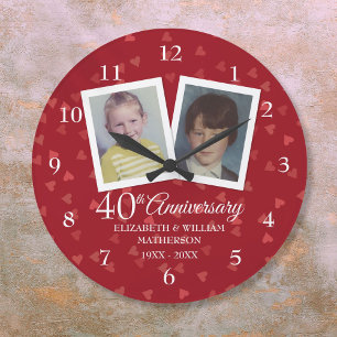 40th Ruby Wedding Anniversary Childhood Photos Große Wanduhr