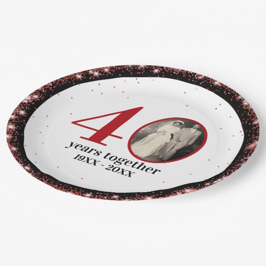 40th ruby wedding anniversary (or ANY 0 YEAR) Pappteller (Schrägansicht)