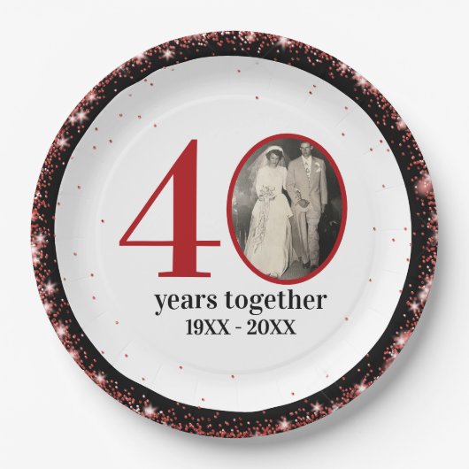 40th ruby wedding anniversary (or ANY 0 YEAR) Pappteller (Vorderseite)
