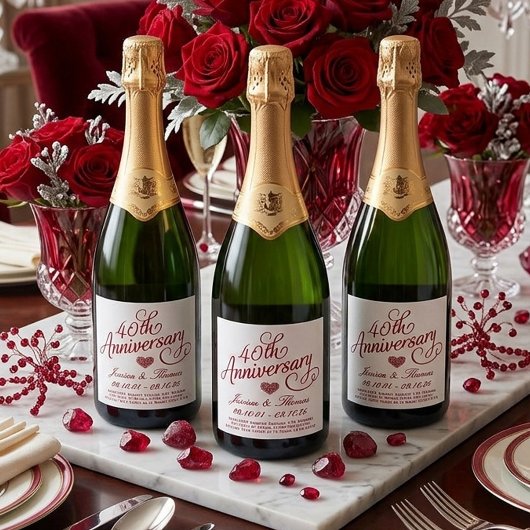 40th Ruby Wedding Anniversary Schaumweinetikett