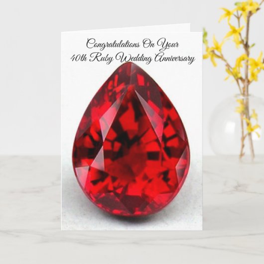 40th Wedding Anniversary Card Ruby Karte (Gelbe Blume)