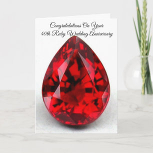 40th Wedding Anniversary Card Ruby Karte