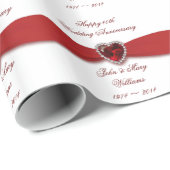 40th Wedding Anniversary Design Wrapping Paper Geschenkpapier (Rolleneckpunkt)