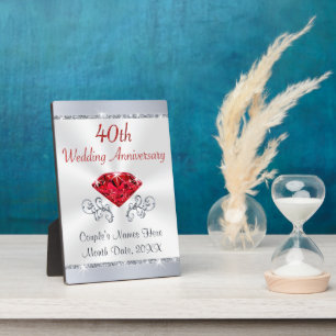 40th Wedding Anniversary Gifts for Friends, Family Fotoplatte