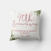 40th Wedding Anniversary Greenery Floral Kissen (Rückseite)
