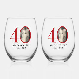 40th wedding anniversary (or ANY 0 YEAR) Keepsake Weinglas Ohne Stiel