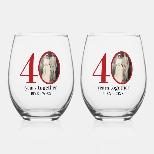 40th wedding anniversary (or ANY 0 YEAR) Keepsake Weinglas Ohne Stiel (Vorderseite)