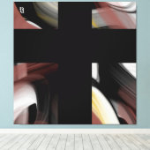 40x40" Trend Abstract Art Black White Powdery Leinwanddruck (Insitu (Holzboden))