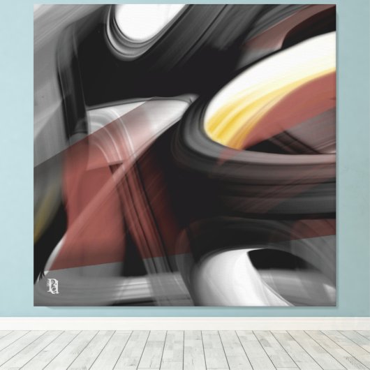 40x40" Trend Abstract Art Black White Powdery Leinwanddruck (Insitu (Holzboden))