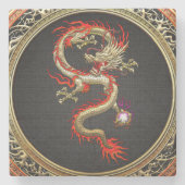 [410] Goldener chinesischer Drache Fucanglong Steinuntersetzer (Vorderseite)