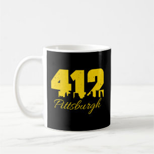 412 Pittsburgh Yellow Text City Skyline Pittsburgh Kaffeetasse