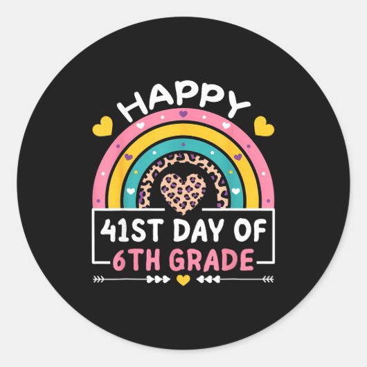 41 Days Of School Happy 41st Day Of 6th Grade Teac Runder Aufkleber (Vorderseite)