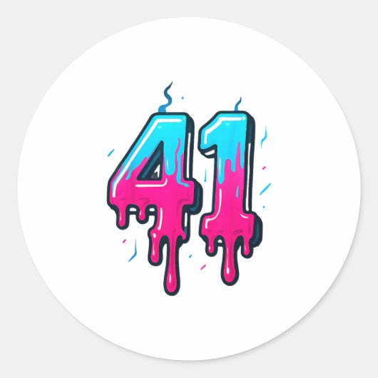 41 Eis-Drip-Meme Einundvierzig Vier Gen Alpha Sl Runder Aufkleber (Vorderseite)