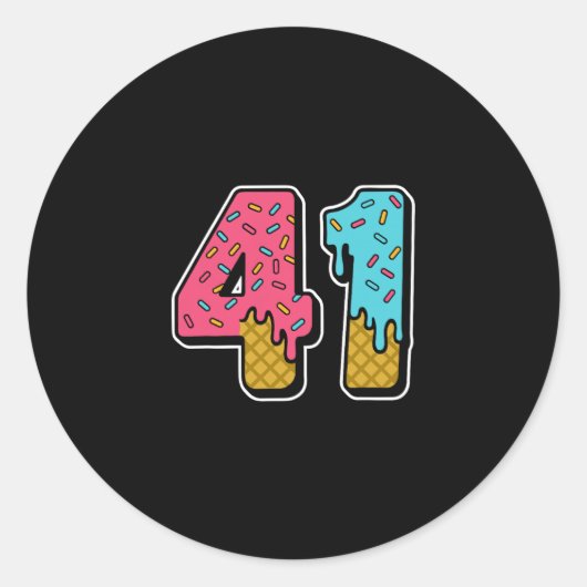 41 Eiscreme-Tropfen Meme 40 One Four Gen Alpha Sl Runder Aufkleber (Vorderseite)