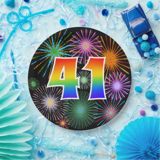 41. Event - Spaß, farbenfroh, kühl, Regenbogen 41 Pappteller (Party)