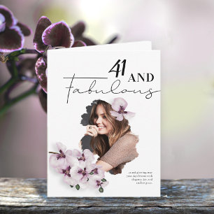 41 & Fantastische Orchideen-Foto-Geburtstagskarte Karte