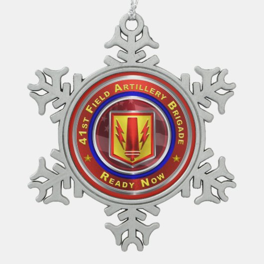 41. Feldartilleriebrigade Schneeflocken Zinn-Ornament (Vorderseite)